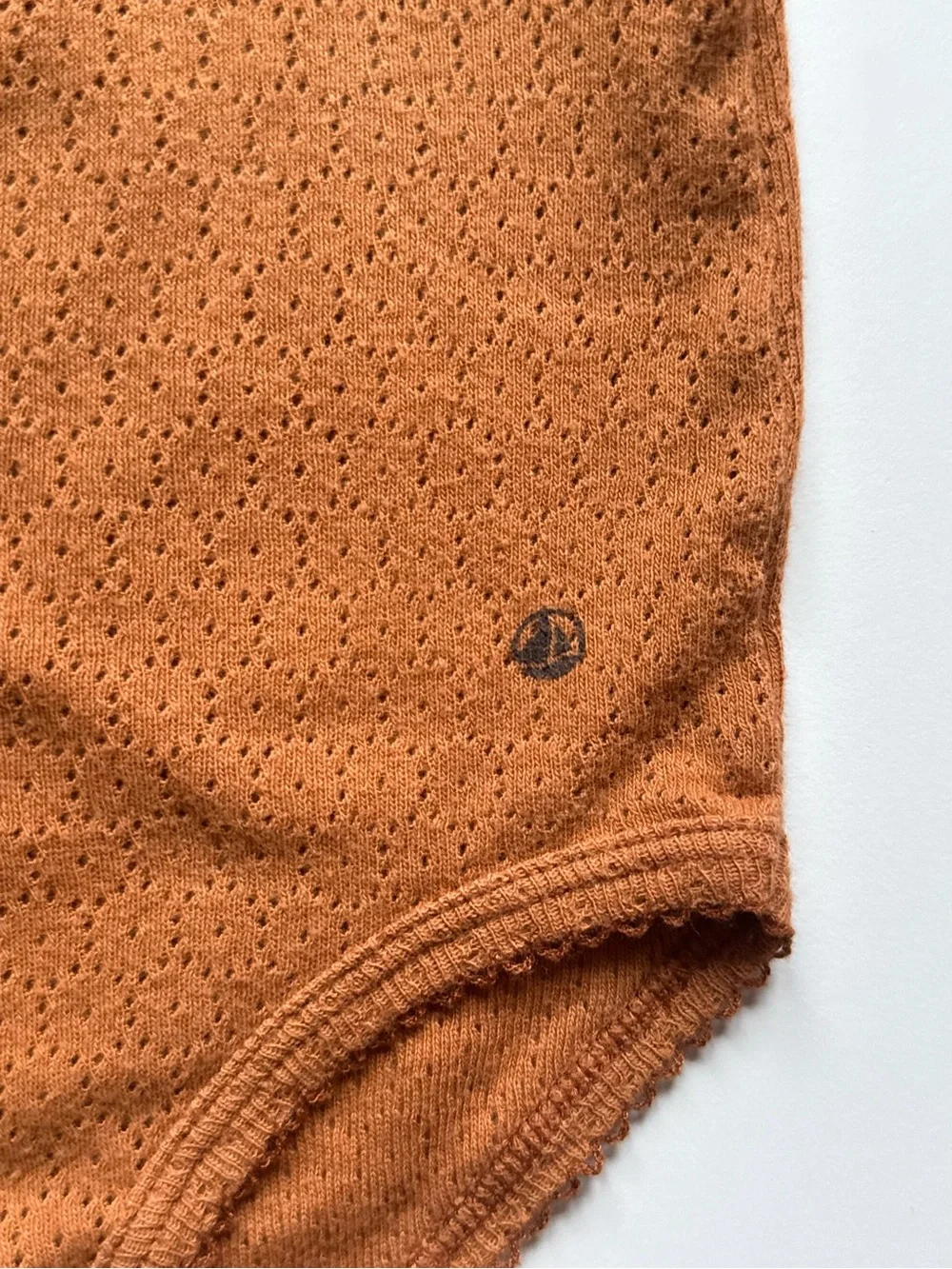 Petit Bateau Baby Long-Sleeved Openwork Bodysuit, ECUREUIL brown - Size 24M